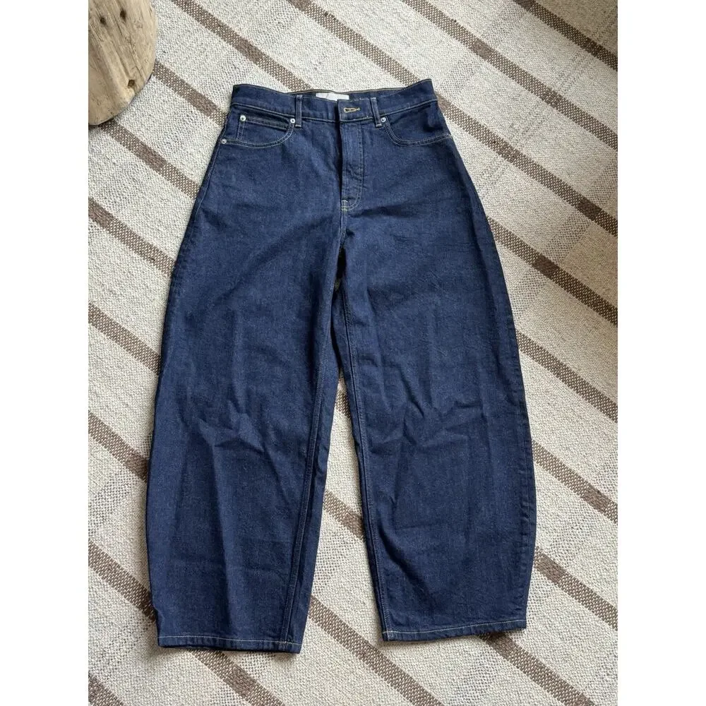 Everlane The Way High Curve Jeans Pure Blue Barrel 29R Dark Wash - Picture 2 of 9